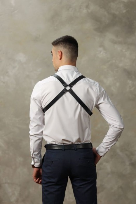 Черная мужская кожаная портупея №4 - БДСМ Арсенал - купить с доставкой в Элисте