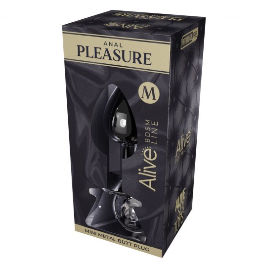 Серебристая анальная втулка с прозрачным кристаллом Mini Metal Butt Plug Size M - 8 см. - Adrien Lastic