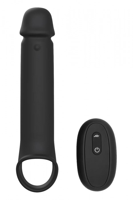 Черная насадка-удлинитель с вибрацией Vibrating Extender With Remote - Dream Toys - в Элисте купить с доставкой