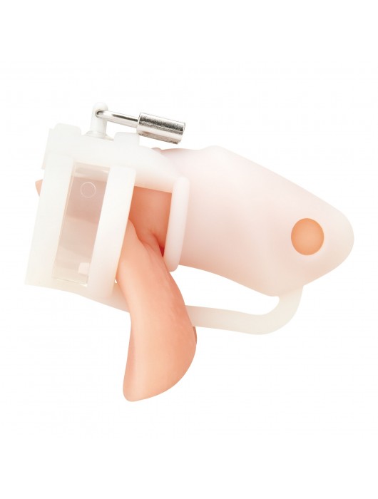 Белая клетка для пениса Silicone Small 2 in Cock Cage With Ball Divider - BlueLine - купить с доставкой в Элисте