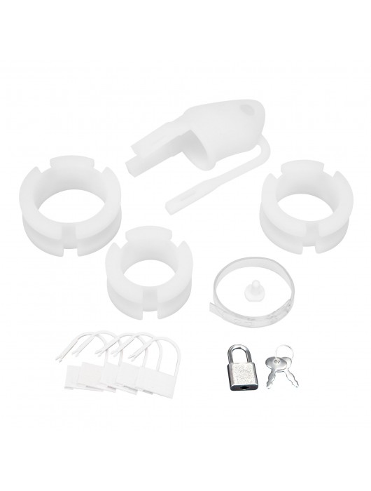 Белая клетка для пениса Silicone Small 2 in Cock Cage With Ball Divider - BlueLine - купить с доставкой в Элисте