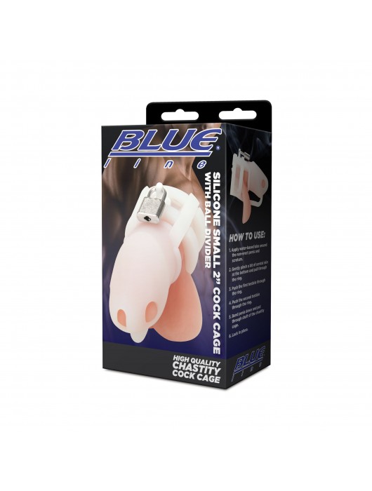 Белая клетка для пениса Silicone Small 2 in Cock Cage With Ball Divider - BlueLine - купить с доставкой в Элисте
