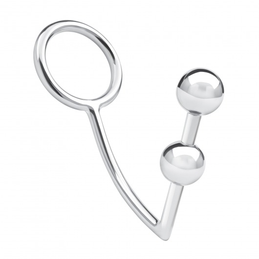 Кольцо на пенис с анальным стимулятором Two Bead Stainless Steel Anal Hook   Cock Ring - BlueLine - в Элисте купить с доставкой