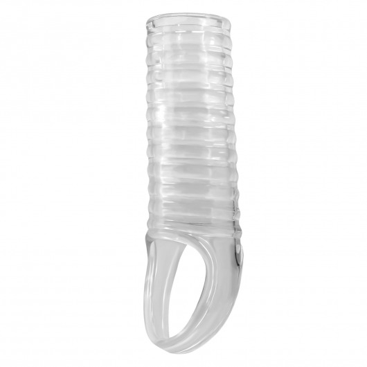 Прозрачная насадка на пенис с ребрышками и подхватом мошонки - Baile - в Элисте купить с доставкой