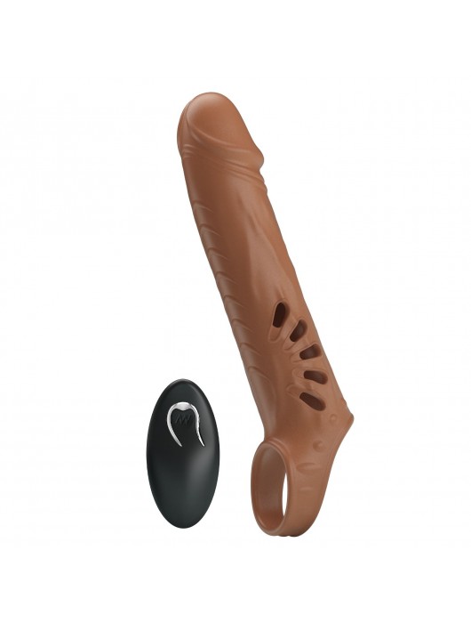 Коричневая вибронасадка с подхватом мошонки и пультом ДУ - Baile - в Элисте купить с доставкой