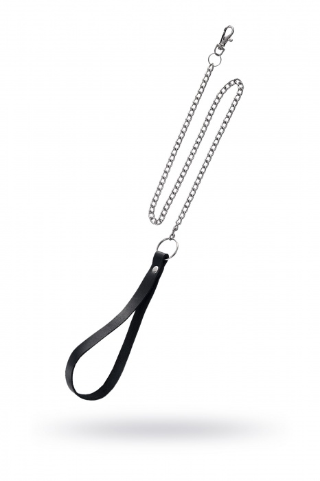 Поводок с ручкой из черной натуральной кожи и карабином для ошейника - Pecado - купить с доставкой в Элисте