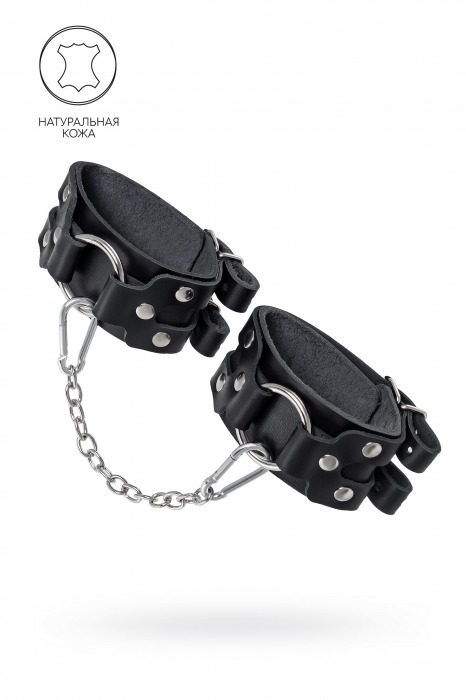 Черные кожаные оковы с двумя ремешками - Pecado - купить с доставкой в Элисте