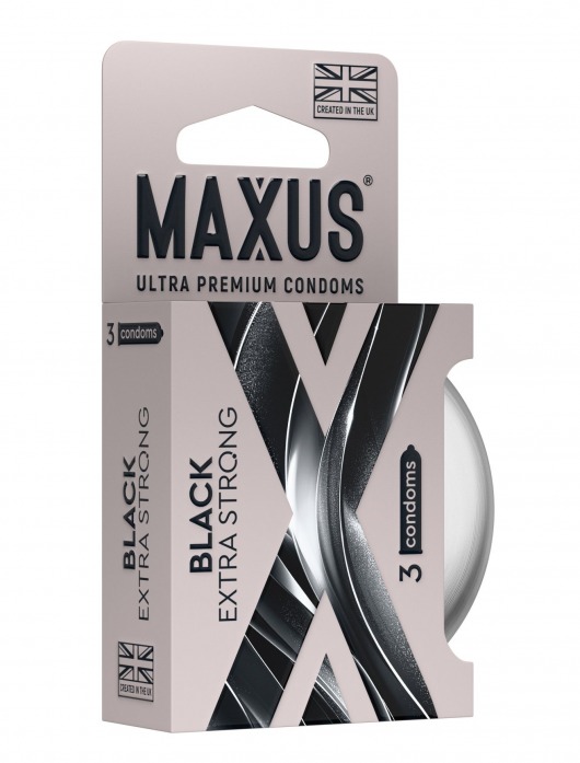 Черные утолщенные презервативы MAXUS Extra Strong с железным кейсом - 3 шт. - Maxus - купить с доставкой в Элисте
