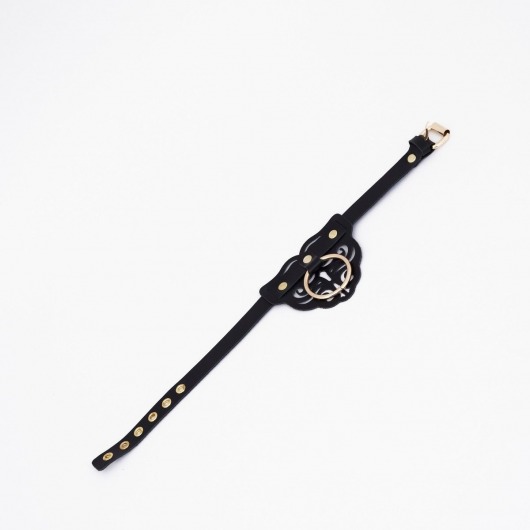 Черный чокер с клепками и золотистой фурнитурой - Crazy Handmade - купить с доставкой в Элисте