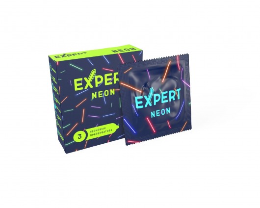 Светящиеся в темноте презервативы Expert Neon - 3 шт. - Expert - купить с доставкой в Элисте