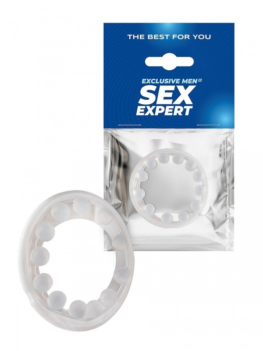 Эрекционное кольцо со стимулирующими шариками на поверхности - Sex Expert - в Элисте купить с доставкой