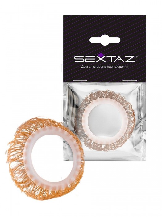 Эрекционное кольцо с бежевыми «ресничками» - Sextaz - в Элисте купить с доставкой