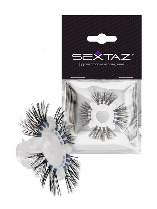 Эластичное эрекционное кольцо с черными «ресничками» - Sextaz - в Элисте купить с доставкой