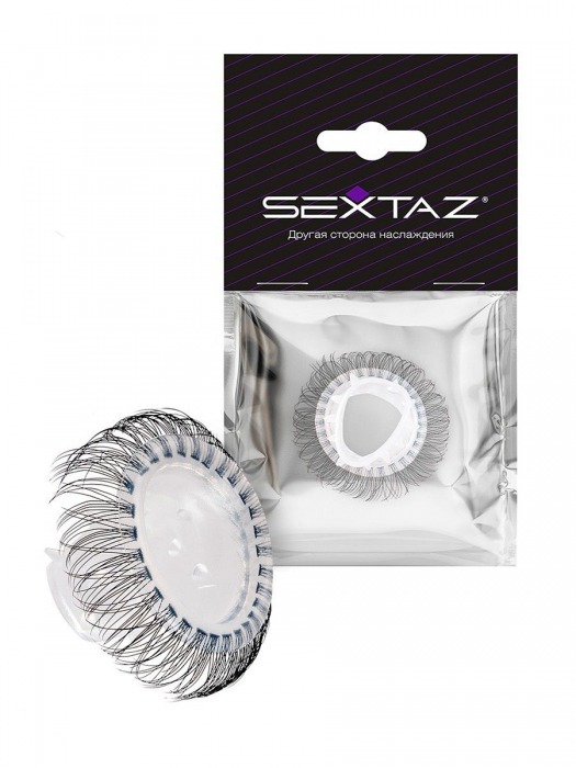 Эластичное эрекционное кольцо с длинными черными «ресничками» - Sextaz - в Элисте купить с доставкой