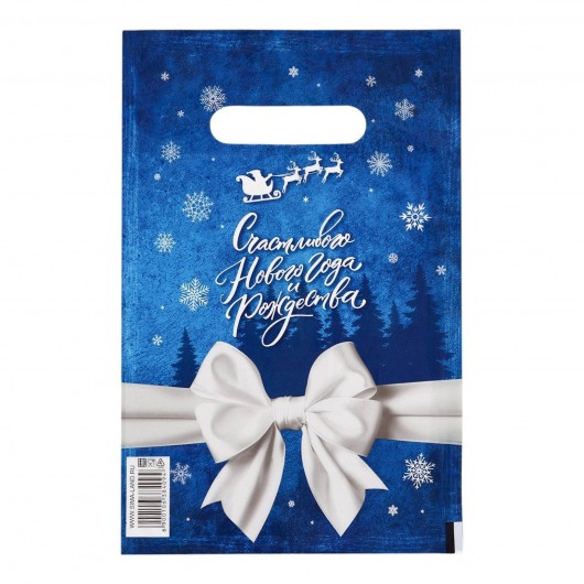 Сине-белый подарочный новогодний пакет с вырубной ручкой (20х30 см) - Сима-Ленд - купить с доставкой в Элисте