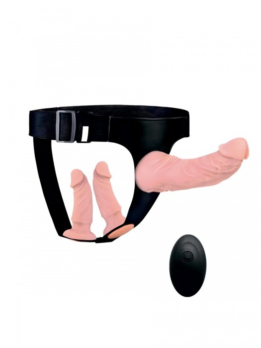 Женский страпон с 3 насадками и вибрацией - Erowoman-Eroman - купить с доставкой в Элисте