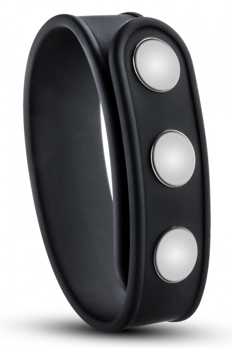 Черное эрекционное кольцо на кнопках - Blush Novelties - в Элисте купить с доставкой