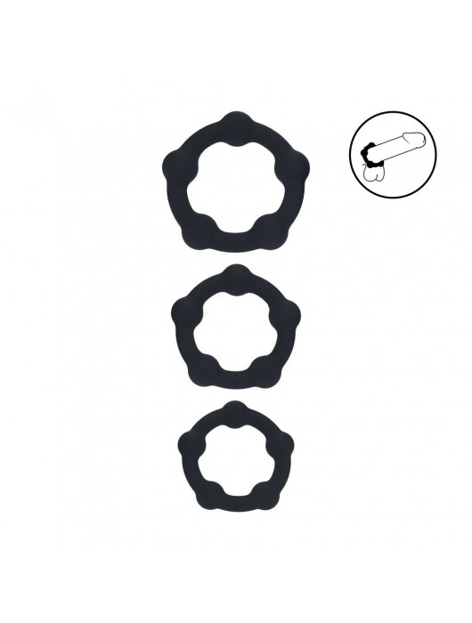 Набор из 3 эрекционных колец Beaded Silicone Cockring Set - Shots Media BV - в Элисте купить с доставкой