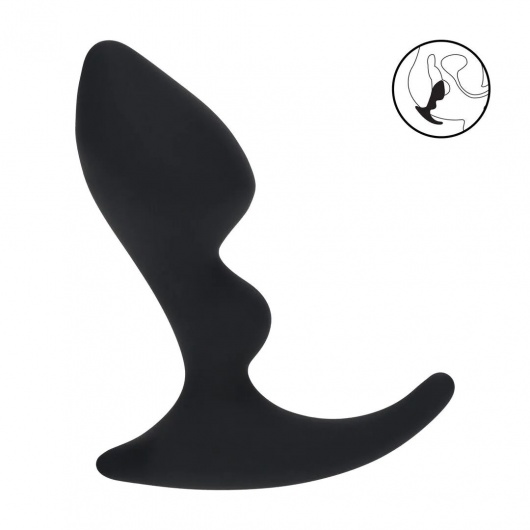 Черная анальная пробка для массажа простаты Double Ripple Silicone Prostate Massager - Shots Media BV - в Элисте купить с доставкой