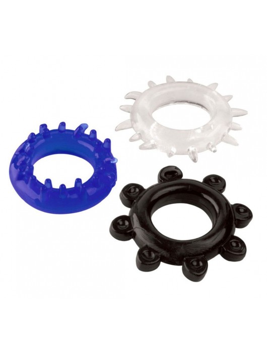 Набор из 3 эрекционных колец разного цвета и рельефа - Boys of Toys - в Элисте купить с доставкой