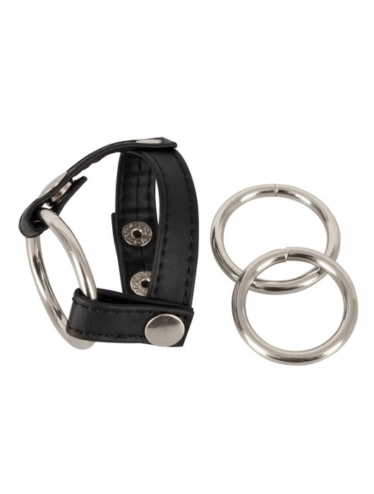 Подхват для мошонки с 3 съемными эрекционными кольцами Leder-Riemen - Orion - в Элисте купить с доставкой