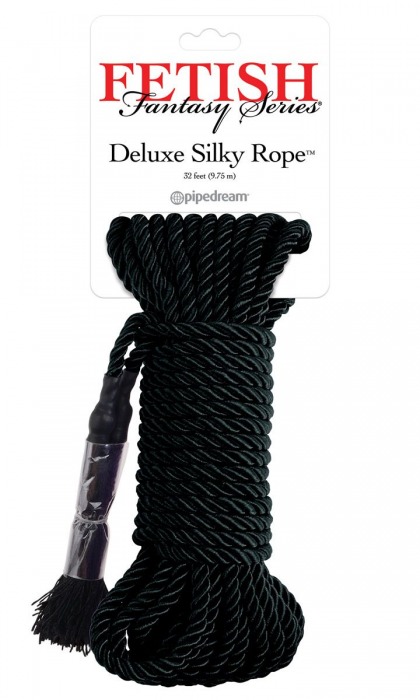 Черная веревка для фиксации Deluxe Silky Rope - 9,75 м. - Pipedream - купить с доставкой в Элисте