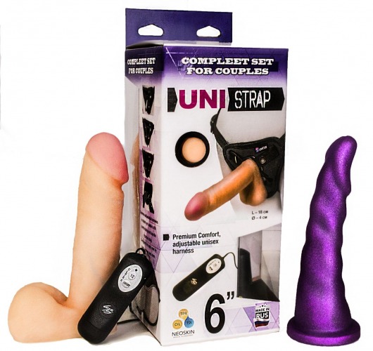 Вибрострапон с двумя насадками UniStrap - 18 и 18 см. - LOVETOY (А-Полимер) - купить с доставкой в Элисте