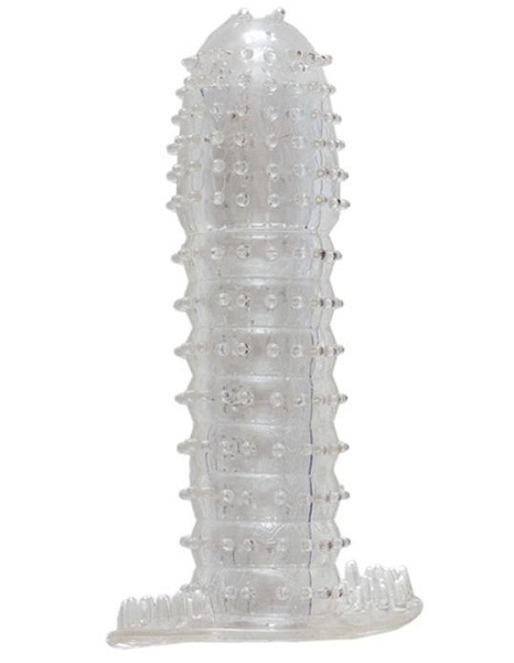 Гелевая прозрачная насадка c шипами - 12 см. - Toyfa Basic - в Элисте купить с доставкой