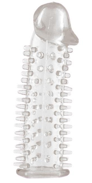 Прозрачная насадка на половой член с закрытой головкой и шипами - 12,5 см. - Toyfa Basic - в Элисте купить с доставкой