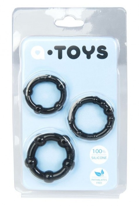 Набор из 3 чёрных эрекционных колец A-toys - A-toys - в Элисте купить с доставкой