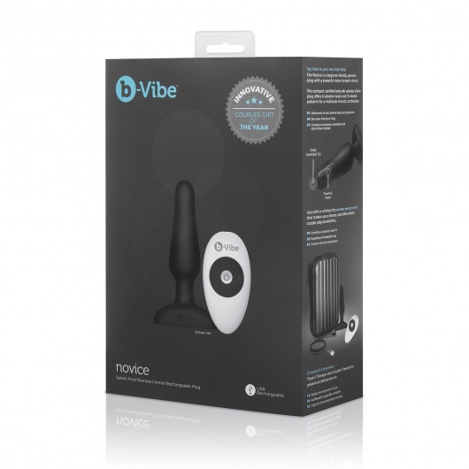Анальная вибропробка чёрного цвета NOVICE REMOTE CONTROL PLUG BLACK - 10,2 см. - b-Vibe