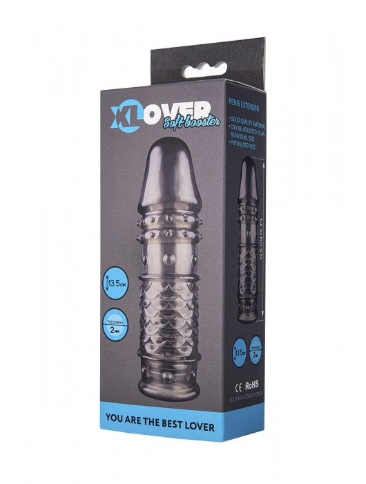 Дымчатая закрытая насадка ToyFa XLover с чешуйками и пупырышками - 13,5 см. - ToyFa - в Элисте купить с доставкой