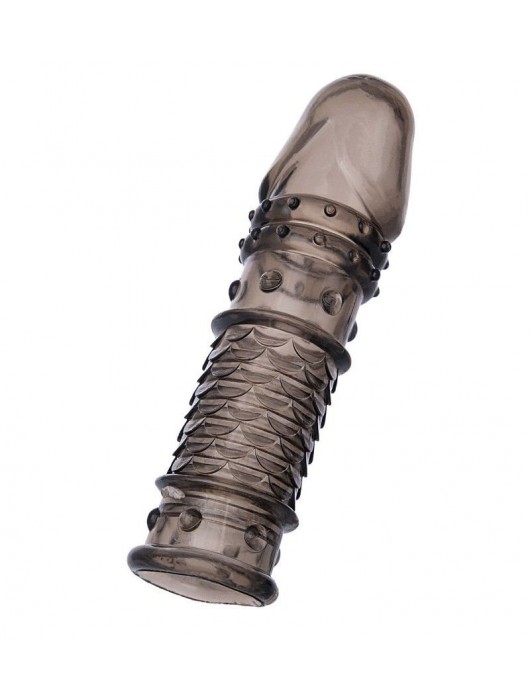 Дымчатая закрытая насадка ToyFa XLover с чешуйками и пупырышками - 13,5 см. - ToyFa - в Элисте купить с доставкой