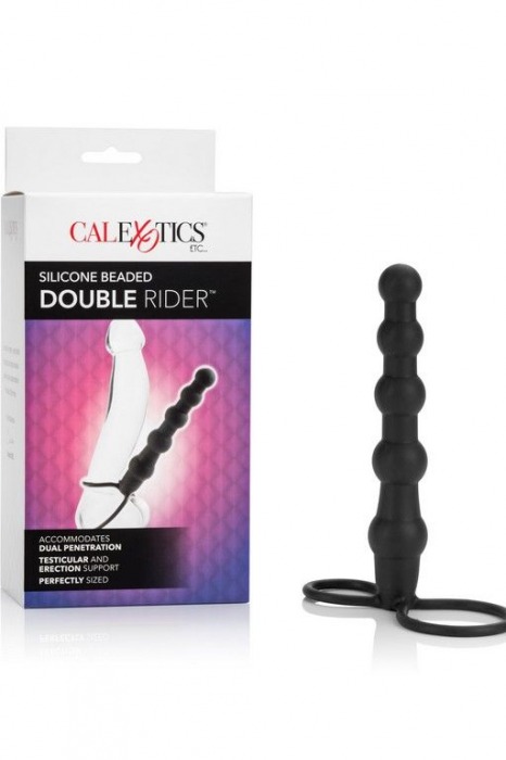 Насадка на пенис для двойного проникновения Silicone Beaded Double Rider - 14 см. - California Exotic Novelties - в Элисте купить с доставкой