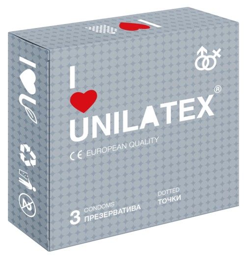 Презервативы с точками Unilatex Dotted - 3 шт. - Unilatex - купить с доставкой в Элисте