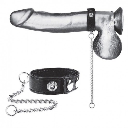 Утяжка на пенис с поводком Snap Cock Ring With 12  Leash - BlueLine - купить с доставкой в Элисте