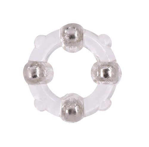 Эрекционное кольцо с 4 бусинами MENZSTUFF STUD RING CLEAR - Dream Toys - в Элисте купить с доставкой