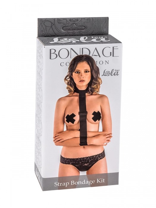 Ошейник с длинной лентой и наручниками Strap Bondage Kit One Size - Lola Games - купить с доставкой в Элисте