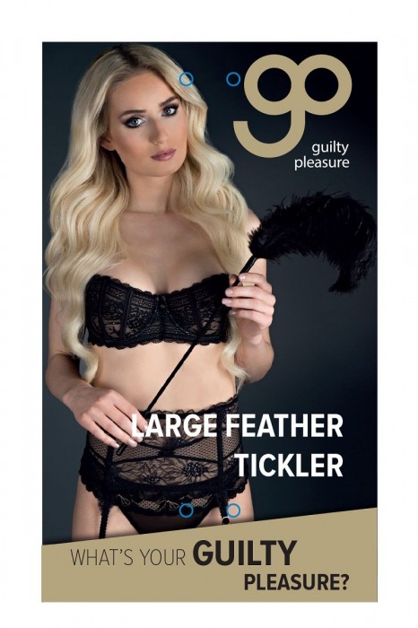 Стек с большим чёрным пером Large Feather Tickler - 65 см. - Blush Novelties - купить с доставкой в Элисте