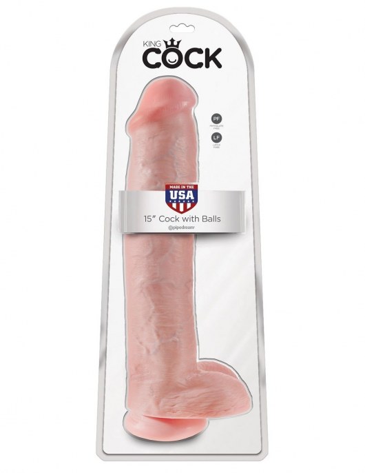 Телесный фаллоимитатор-гигант 15  Cock with Balls - 40,6 см. - Pipedream
