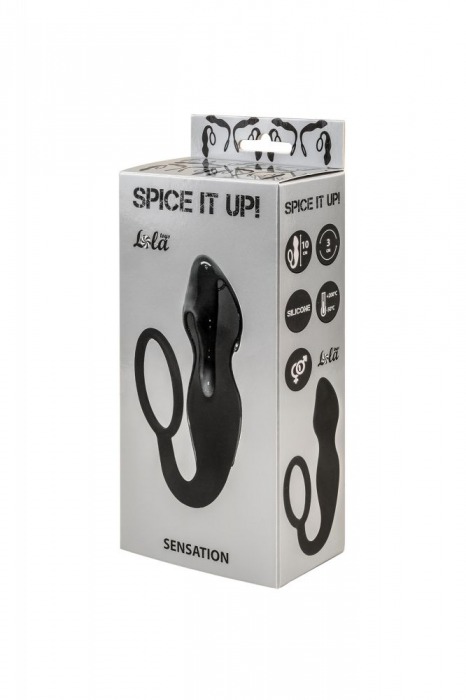 Чёрное эрекционное кольцо Sensation с анальным стимулятором - Lola Games - в Элисте купить с доставкой