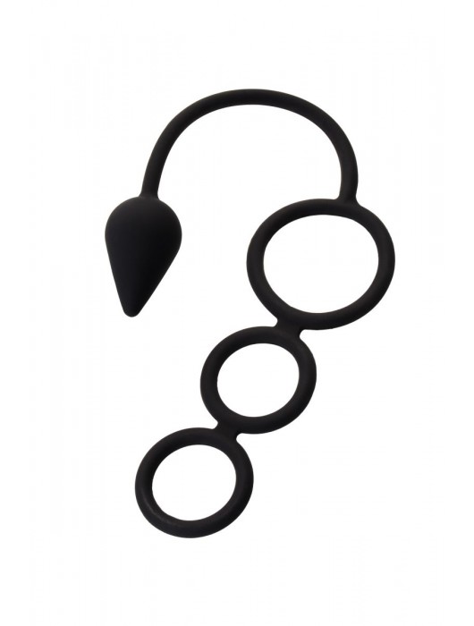 Тройное эрекционное кольцо с анальным хвостом Drop S-size - Erotist Adult Toys - в Элисте купить с доставкой