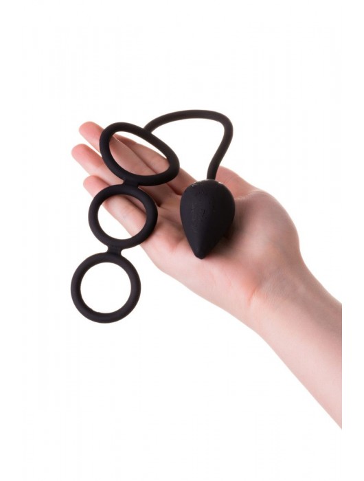Тройное эрекционное кольцо с анальным хвостом Drop S-size - Erotist Adult Toys - в Элисте купить с доставкой