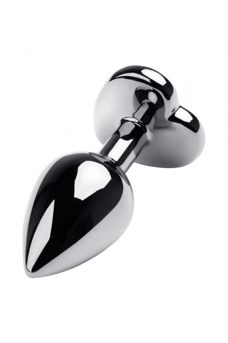 Серебристая анальная пробка с прозрачным кристаллом-сердцем - 8 см. - ToyFa - купить с доставкой в Элисте