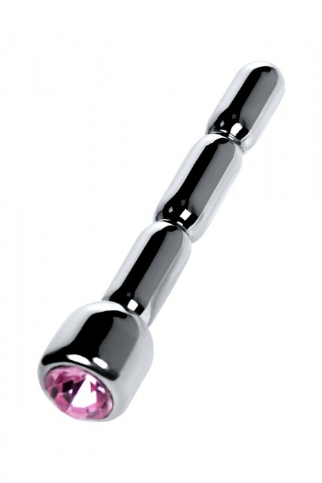 Серебристый уретральный плаг со стразом - 7 см. - ToyFa - купить с доставкой в Элисте