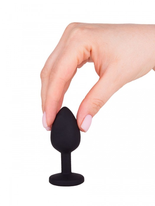 Чёрная анальная втулка с красным кристаллом - 7,3 см. - Джага-Джага - купить с доставкой в Элисте