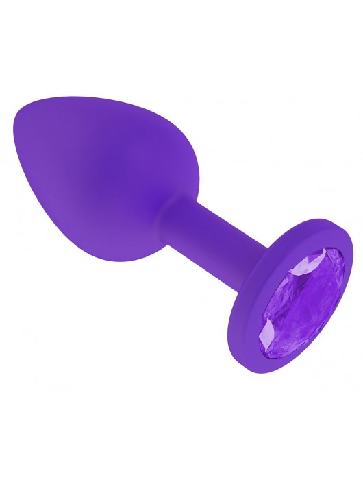 Фиолетовая силиконовая пробка с фиолетовым кристаллом - 7,3 см. - Джага-Джага - купить с доставкой в Элисте