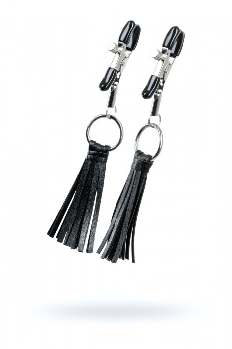 Черно-серебристые зажимы для сосков Theatre с кисточками - ToyFa - купить с доставкой в Элисте