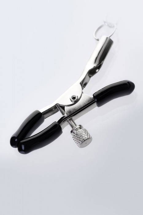 Серебристо-чёрные зажимы для сосков с кольцом для пениса TOYFA Metal - ToyFa - купить с доставкой в Элисте